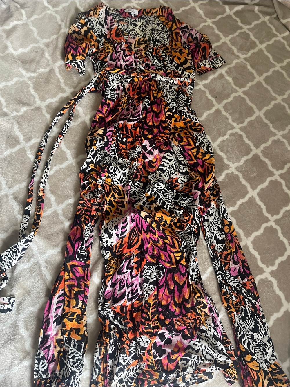 Vibrant Multicolor Animal-Print Maxi Dress